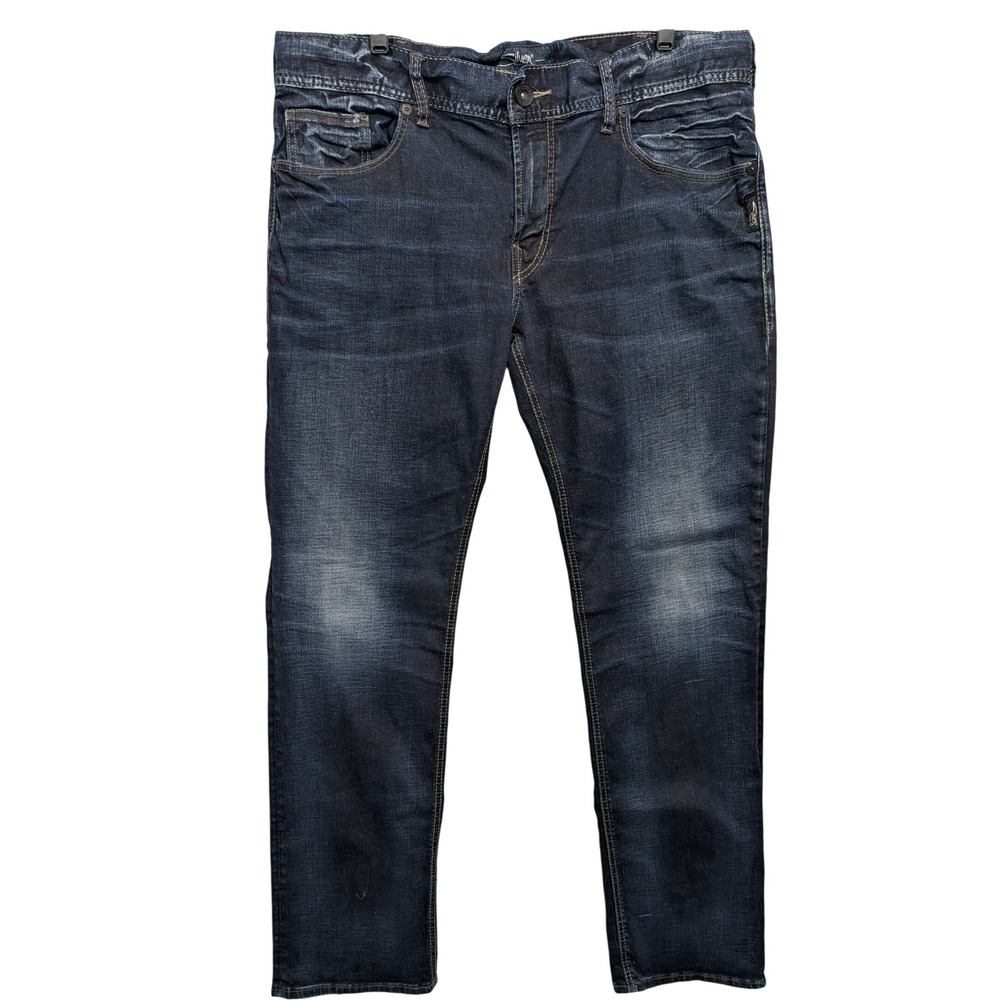 Silver Jeans Co Allan Mens 36x34 Dark Wash Slim Fit Jeans M22231BBS491‎ Indigo